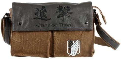 funny-home 2015 Anime Attack on Titan Print Canvas Faux Leather Shoulder Bag New Arrival