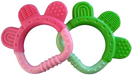 Baby Teething Rings: Silicone Teether Toys Silly Paw Shaped (2 Pack)