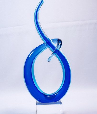 Italian Design Huge Sapphire Rainbow Flame Sculpture
