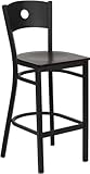 HERCULES™ Series Black Circle Back Metal Restaurant Bar Stool with Mahoga ....