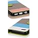 iPhone 5C Case, iPhone 5C Flip Case - E LV Deluxe PU Leather Wallet Purse Flip Folio Stand Case Cover for iPhone 5C with 1 Stylus and 1 Clear Screen Protector (Blue Brown Orange)