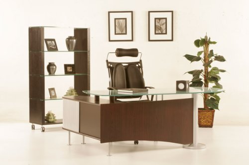 Diamond Sofa Contemporary L-Shaped Office Desk with Storage Return
