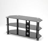 Slim Black Glass 2 Shelf TV Stand for Plasma, LCD TV Monitors up to 42