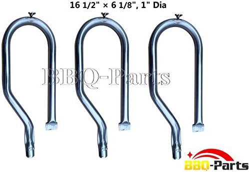 10801 (3-pack) Replacement BBQ Stainless Steel Gas Grill Burner for MCM, Costco Kirkland, Nexgrill, Harris Tweeter, Sterling Forge Courtyard, Virco Model Grills (16 1/2" x 6 1/8")