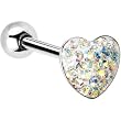 Dome Aurora Heart Gem Barbell Tongue Ring