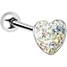Dome Aurora Heart Gem Barbell Tongue Ring