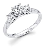 14k White Gold Three 3 Stone Round Diamond Engagement Anniversary Past Present Future Ring (3/5 cttw, G-H Color, I1 Clarity)
