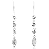 1/10ctw Diamond Leaf Earrings (HI/I1) in 14k White Gold