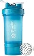 BlenderBottle ProStak System with 22-Ounce Bottle and Twist n' Lock Storage, Aqua/Aqua