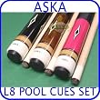Billiard Pool Cue Set Aska L8 3 Cue Sticks