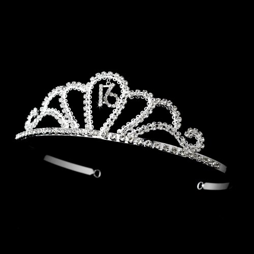 Aira Dangling Emblem in Silver Rhinestone Sweet 16 Tiara