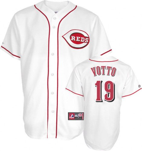 Joey Votto Youth Jersey: Majestic Home White Replica #19 Cincinnati Reds Jersey