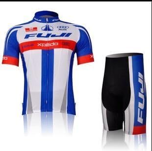 2016 Short Sleeve Men's Fuji Cycling Jersey Summer Bicicleta Bike Riding Shirts Road Bicycle Racing Clothing Wears Short Sleeve Ciclismo Jacket white blue A202 (Shorts Set, 4XL)