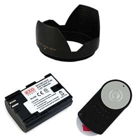 EZOPower Replacement LP-E6 Battery 1800MAH EZCBA17 + RC-6 Remote Control Cord + 58mm Flower Tulip Lens Hood for Canon EOS 7D 60D 60Da 5D Mark II 5D Mark III SLR Digital Cameras