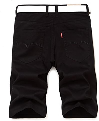 Henioral Men's Cotton Straight Cut Slim Fit Casual Denim Jean Shorts Black