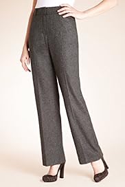 Straight Leg Flat Front Trousers with New Wool