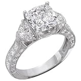 Half Moon/Princess/Pave Diamond Engagament Ring 1.66ct