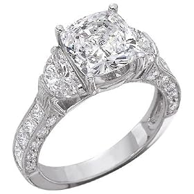 Half Moon/Princess/Pave Diamond Engagament Ring 1.66ct