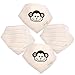 Super Soft 100% Organic Natural Cotton 'Monkey Around Baby' Bandana Drool Bibs with Snaps for Girl or Boy - Reversible Set of 4 - Premium Unisex Baby Shower Gift Set - Handkerchief Baby Bib Bandanas