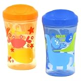 NUK Gerber Graduates Learning System Animal 2 Pack Spout Learning Cup, Blue/Orange, 10-Ounce