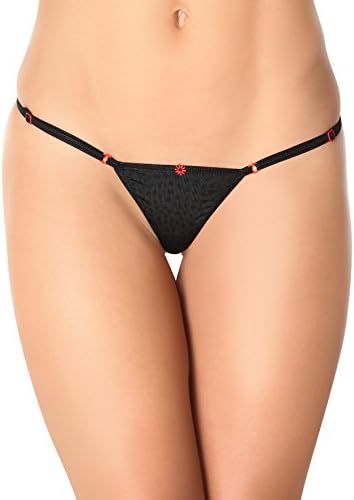 SL Women's Adjustable Thong Ribbon String Back Animal Print Black X065 XL