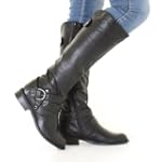 Womens Black Leather Style Riding Bik...