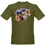 Artsmith, Inc. Organic Men's T-Shirt Dark Darkside Wolves Moon And Forest