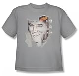 Elvis - Smile 2 Youth T-Shirt In Silver, Size: Large (14-16), Color: Silver