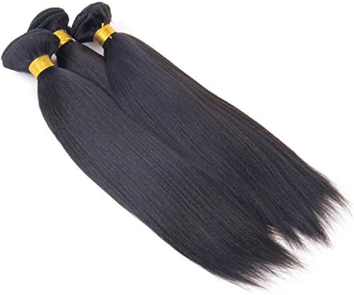 Queenie 10" #1B 1 Bundle Yaki Straight Virgin Peruvian Hair Extension Soft Last Longer