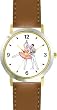 Ballerina and Ballet Dancer Couple No.3 - WATCHBUDDY&reg; DELUXE TWO-TONE THEME WATCH - Arabic Numbers - Brown Leather Strap-Children's Size-Small ( Boy's Size & Girl's Size )