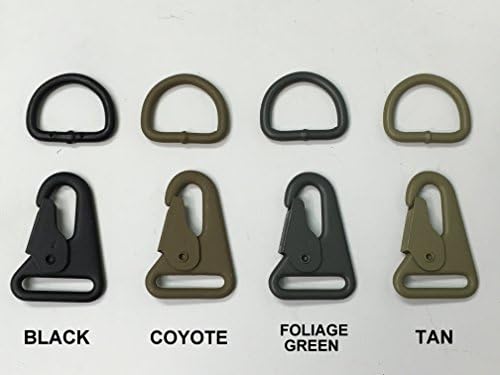 USA MADE H&amp;K Clip 1" Snap Hook Spring Gate Sling Clip Quick Release With D Ring - Black, Foliage Green, Tan, Coyote (Foliage Green)