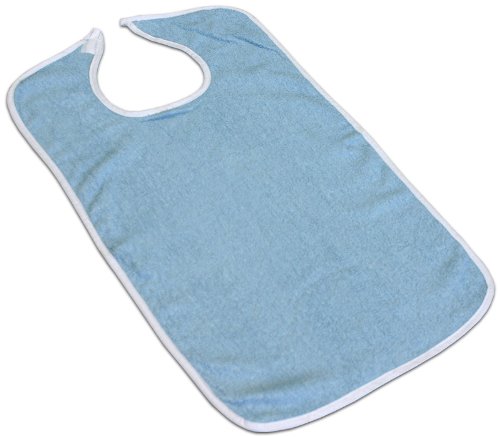 3 terry adult bib with velcro closure blue yellow white cheap price