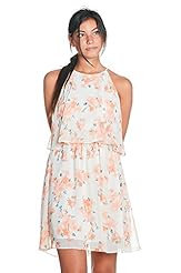 Floral Print Polyester Flowy Sheer  Dress