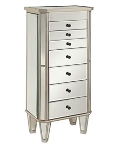 Powell Mirrored Jewelry Armoire with Silver Wood