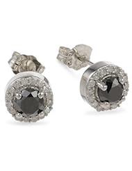 Sterling Silver Black and White Diamond Earrings