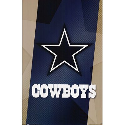 Professionally Framed DALLAS NFL COWBOYS LOGO Poster Emmitt Smith Troy Aikman - 24x36 with RichAndFramous Black Wood Frame