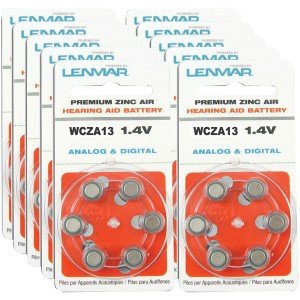NEW LENMAR HZA13-60 ZA13 PREMIUM ZINC AIR HEARING AID BATTERIES, 60 PK (BATTERIES)