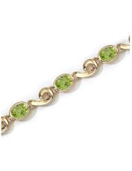 14K Yellow Gold Oval Peridot Bracelet by Jewelry Mountain