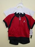 Nike Jordan Jacket, T-Shirt and Short Pant Sporty Infants Boy Red/Black/White Color 3 PCS One Set New