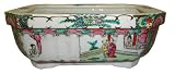 Chinese hand painted double walled porcelain bonsai planter pot - traditional Rose Medallion design