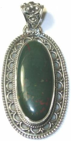 Blood Stone Sterling Silver Oval Pendant