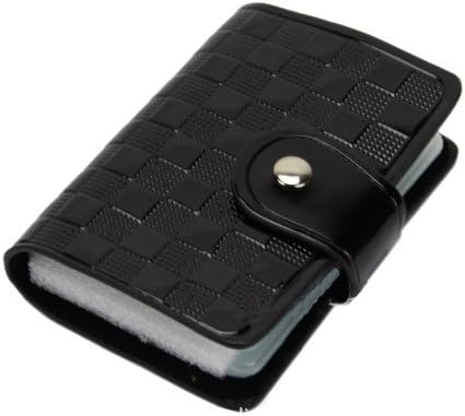 YONGRONG Women's and men's Squares Genuine Leather Credit Card Holders (Black)