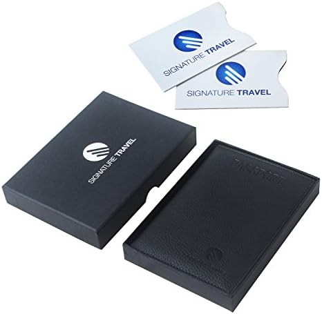 Passport Cover with RFID Blocking Technology - BONUS Two RFID Card Sleeves Included - Protect Your Money and Identity When Traveling - Holder For US Size