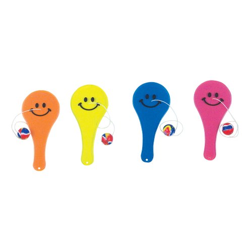 Transparent Smile Paddle Balls - 12 per unit