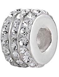 SilveRado(tm) BM007-1 Bling Triple Bling White  Bead / Charm