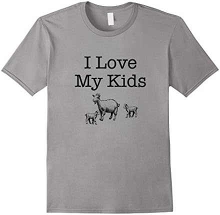 Men's I Love My Kids Cute Mountain Goat Animal Lover T-Shirt Large Slate