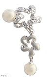 Pearl brooch, 'Morning Dewdrops' 1