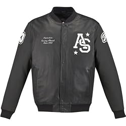 Alpinestars Team Win Men's Leather Street Bike Racing Motorcycle Jacket - Black