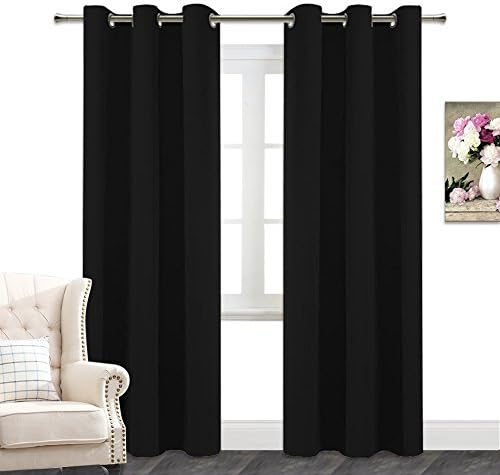 Grommet Top Blackout Curtains Livingroom (Single Panel, 41 x 72-Inch, Black)-by AmazonCurtains