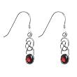 Sterling Silver Garnet Celtic Design Earrings